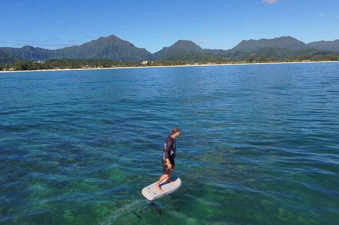 #1 eFoil 1.25 hr or 2 hr wing foil or windsurf or kayak lesson - Kailua Beach Park to Lanikai Beach, where your lesson actually happens