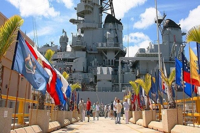 Battleships of WWII at Pearl Harbor from Waikiki - Battleship Missouri Memorial: the WWII surrender moment on deck