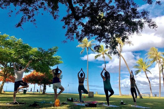 Beach Yoga on Waikiki with Diamondhead Backdrop - What to bring: towel, water, and the reality of no lockers