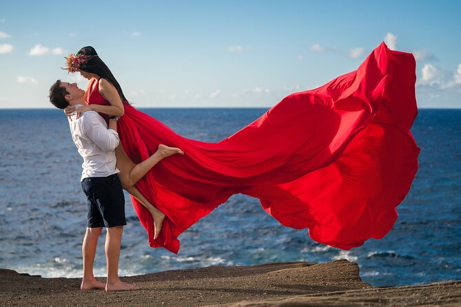 Flying Dress Photoshoot on Oahu - From Sunrise To Dress Time: Color Choice and High-Fashion Fitting
