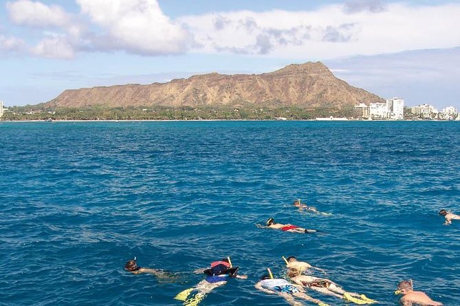 Full Day Oahu Bike, Hike, Sail and Snorkel Combo - Diamond Head sailing on a 38-foot catamaran