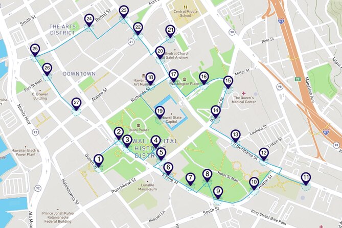 Honolulu Historic District a Smartphone Audio Walking Tour - Walking Honolulus downtown power centers from Aliʻiolani Hale