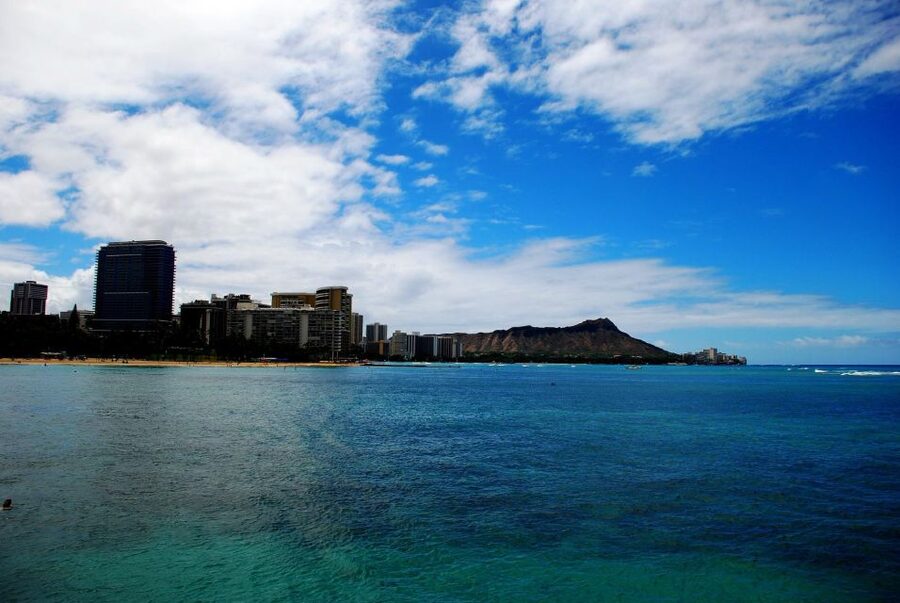 Oahu Boat Cruise to Diamond Head - On a 56-foot sailing catamaran: comfort for sun, spray, and cameras