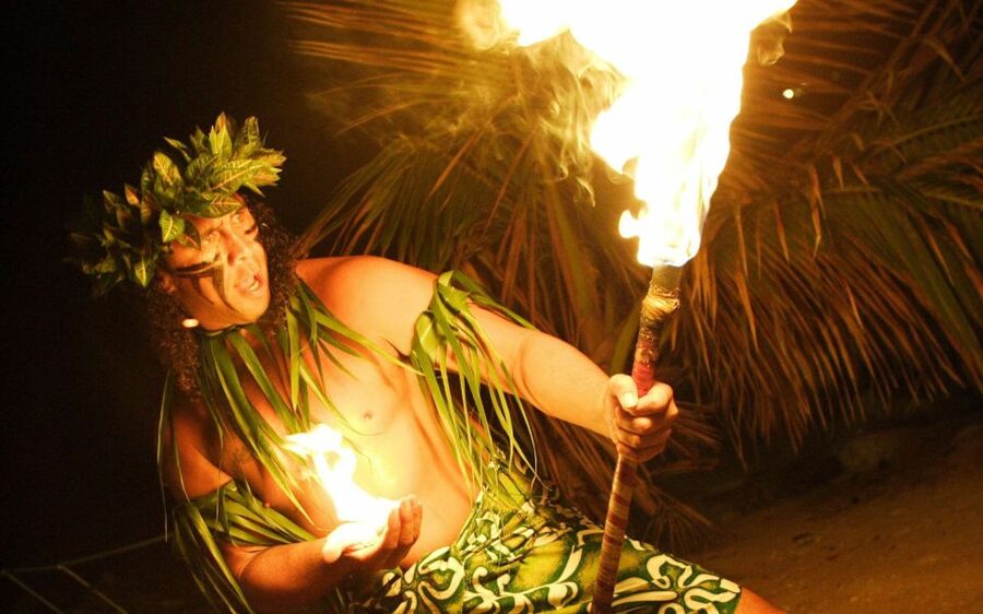 Oahu: Germaine's Traditional Luau Show & Buffet Dinner - A beach-front luau setup on Oahu, closer to the real Hawaii vibe