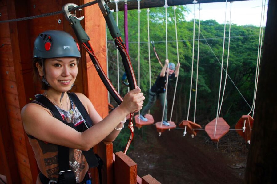 Oahu: High Ropes Adventure, Climbing, & Rappel Experience - High Ropes Challenge course: 18 obstacle elements with real rope-course variety