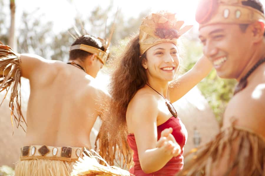 Oahu: Islands of Polynesia and "HA: Breath of Life Show" - Hawaii village: hula lesson, poi tasting, games, and lauhala weaving