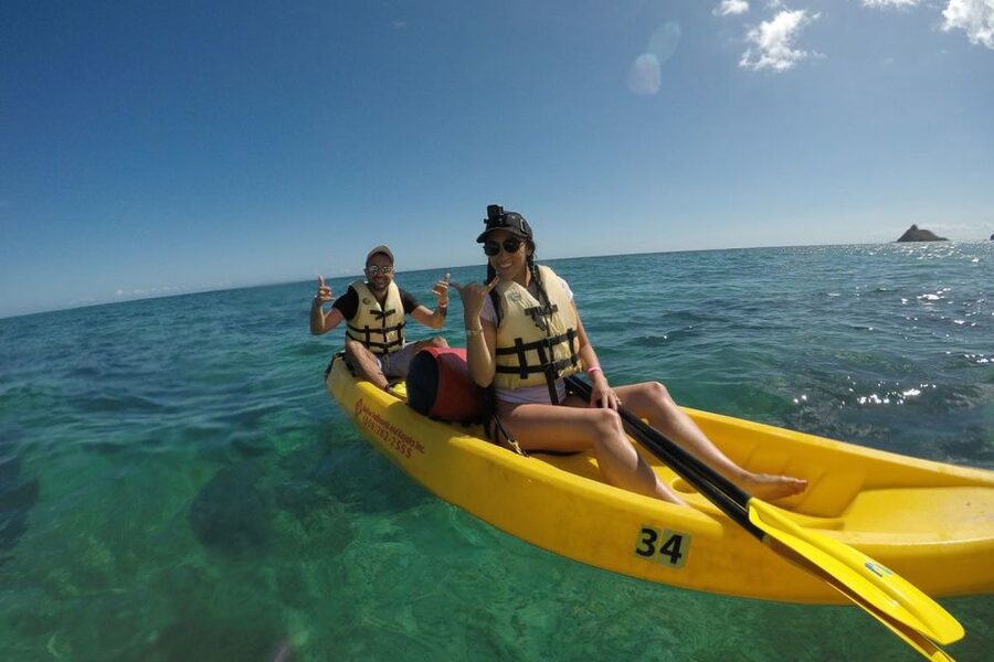 Oahu: Kailua Guided Kayak Excursion with Lunch - Getting kitted out, then into the water (safety first, always)