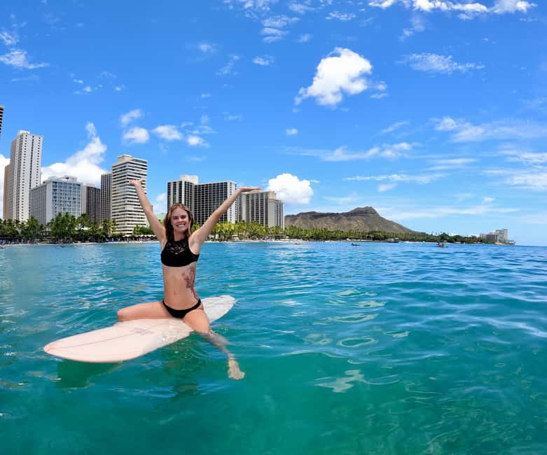 Oahu: Waikiki Beginner Private Surf Lesson- Female Guide - Optional Drone Footage If You Want Surf Proof