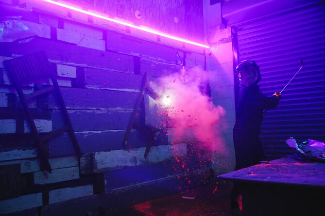Rage Room Experience in Hawaii - Suited Up With Coveralls, Gloves, Helmet, And Face Shield