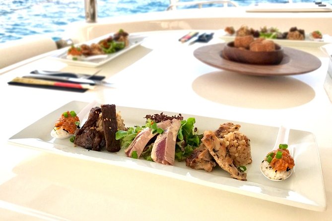 Small Group Yacht Sunset Cruise from Oahu - The tasting menu: short rib and seared ahi, served with boat-speed efficiency
