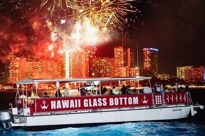 Waikiki Glass Bottom Boat Fireworks Tour - Cruising Along Waikiki to Diamond Head at Night